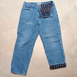 LL Bean Flannel Lined Jeans Size 36x30 (Fits 34x29) Relaxed Fit Straight Leg